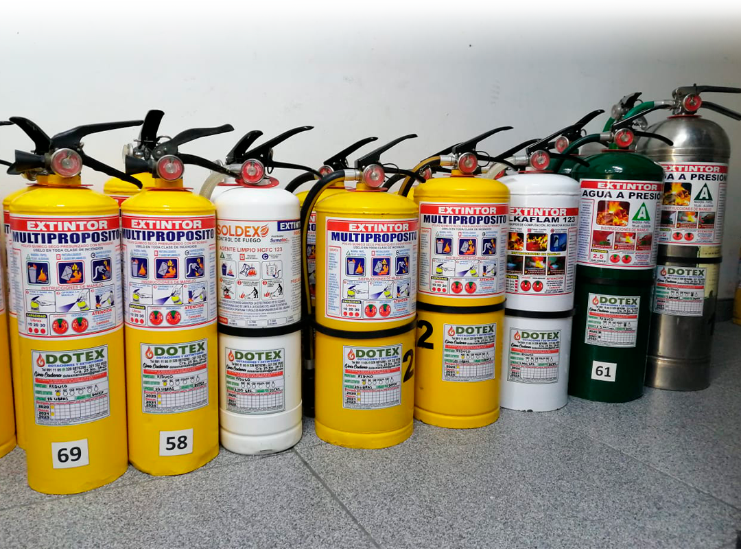 Extintores DOTEX recargados y certificados